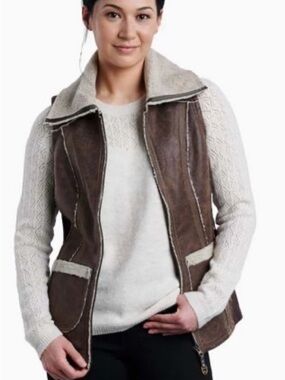 Kuhl Brown Shearling-Trim Vest